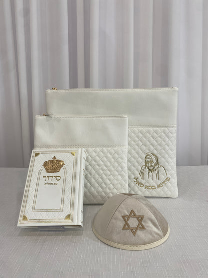 סט חתנים לבן זהוב