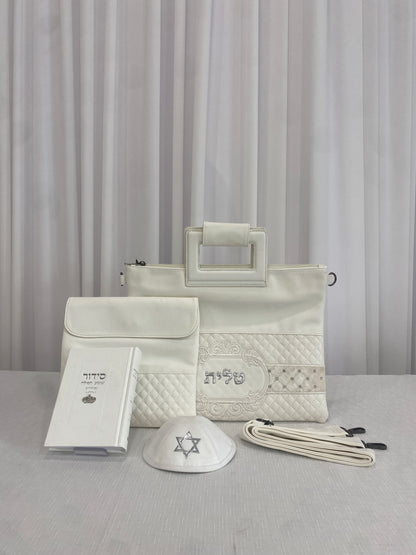 סט חתנים לבן כסוף